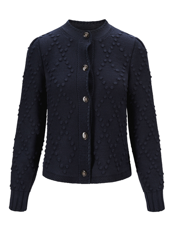 トップス SATUR Cotton Collar Half Cardigan Navy Celtic & Co. Sailor Collar Longline Pure Wool Cardigan, Navy
