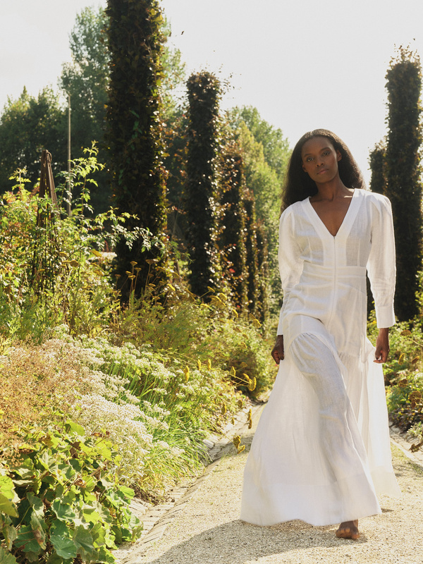 ワンピース White Linen Dress ilistore Dora Linen Dress - fitted long linen dress