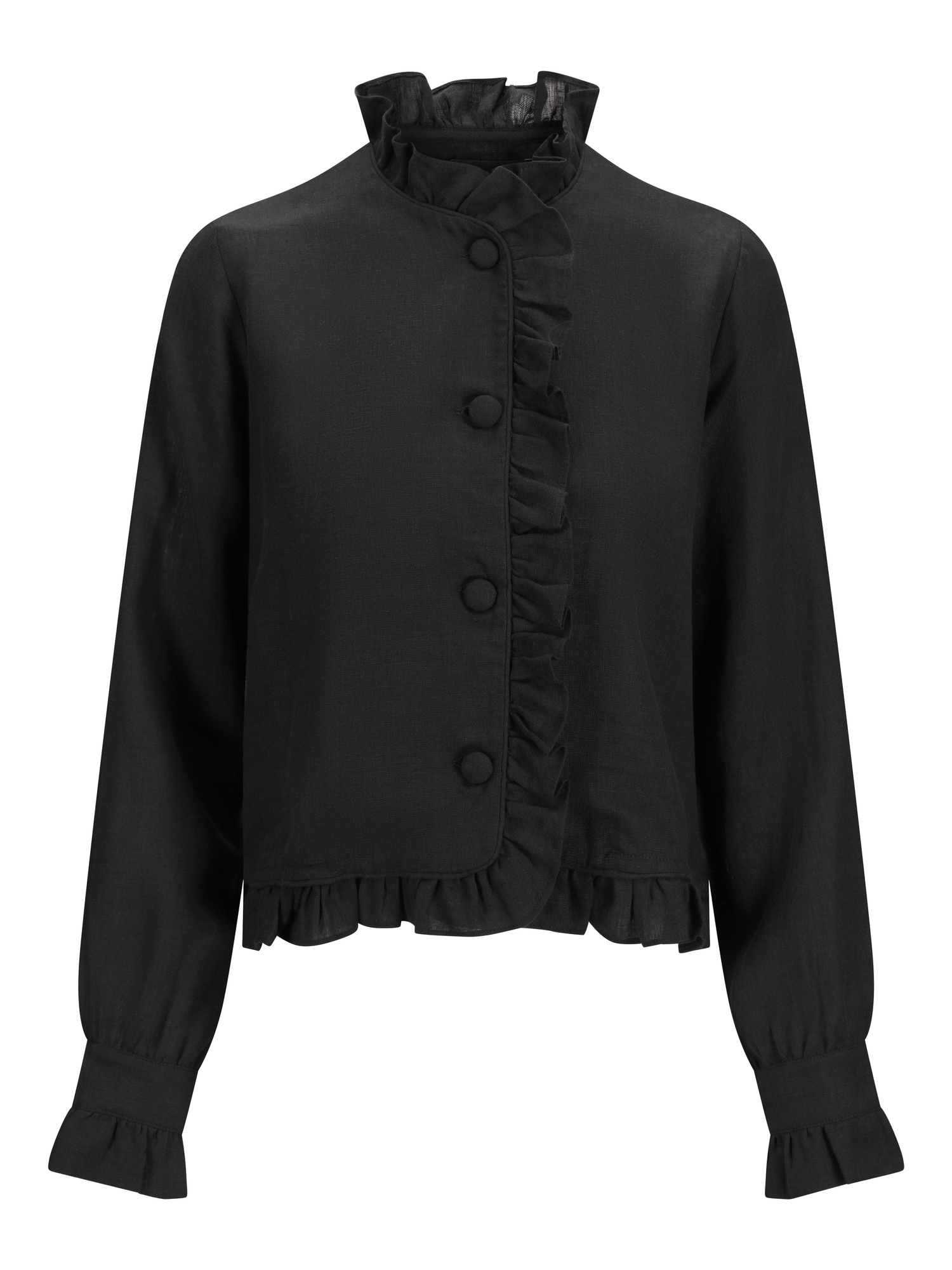 Betty Linen Jacket - ruffle-trim linen jacket