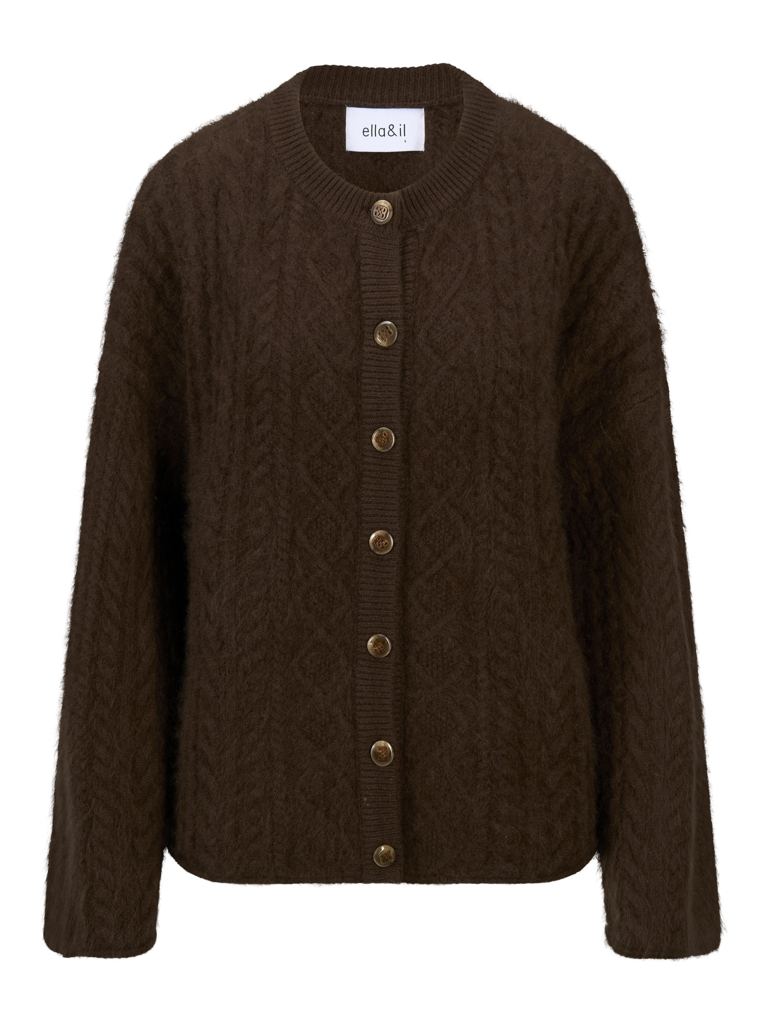 LENO “BRUSHED CARDIGAN” Ylva Brushed Cardigan - relaxed brushed merino knit
